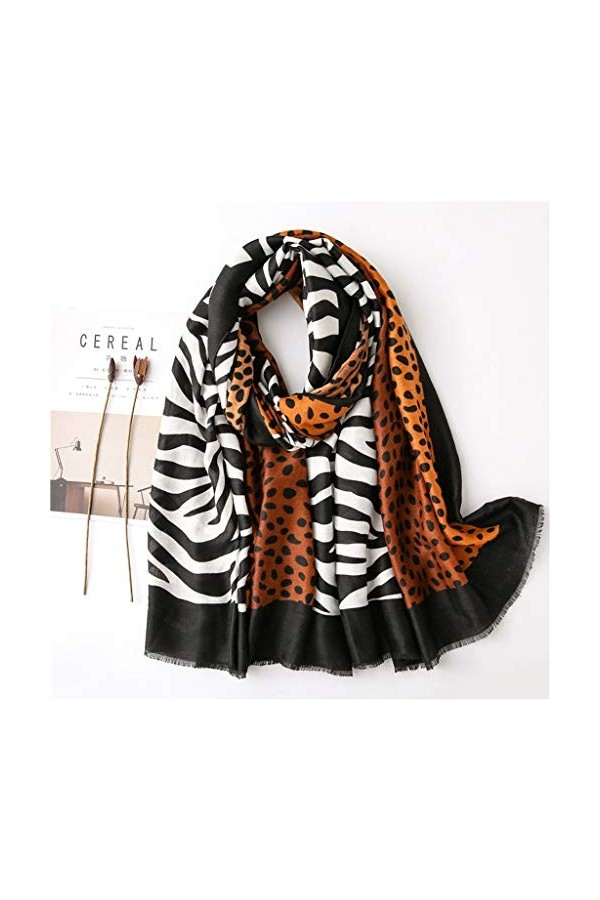 Femmes Mode léopard zèbre Patchwork Frange Viscose châle écharpe Dame Haute Wrap Pashmina étole Foulard Hijab Casquettes