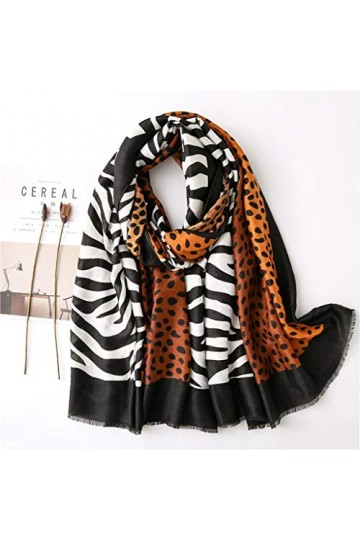 Femmes Mode léopard zèbre Patchwork Frange Viscose châle écharpe Dame Haute Wrap Pashmina étole Foulard Hijab Casquettes