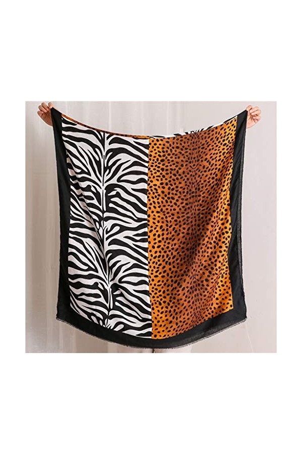 Femmes Mode léopard zèbre Patchwork Frange Viscose châle écharpe Dame Haute Wrap Pashmina étole Foulard Hijab Casquettes