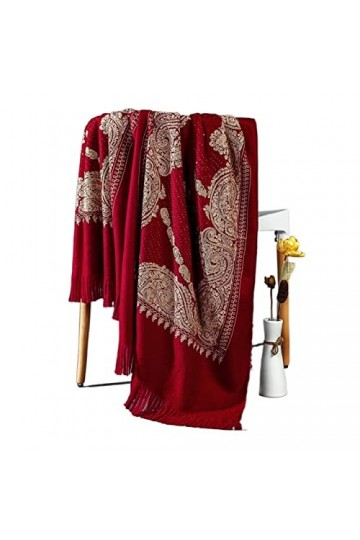 LiFBeauTiFul Imitation Cachemire Pashmina châles surdimensionnés écharpes Femmes Broderie décontracté Cape Echarpes Glands Mu