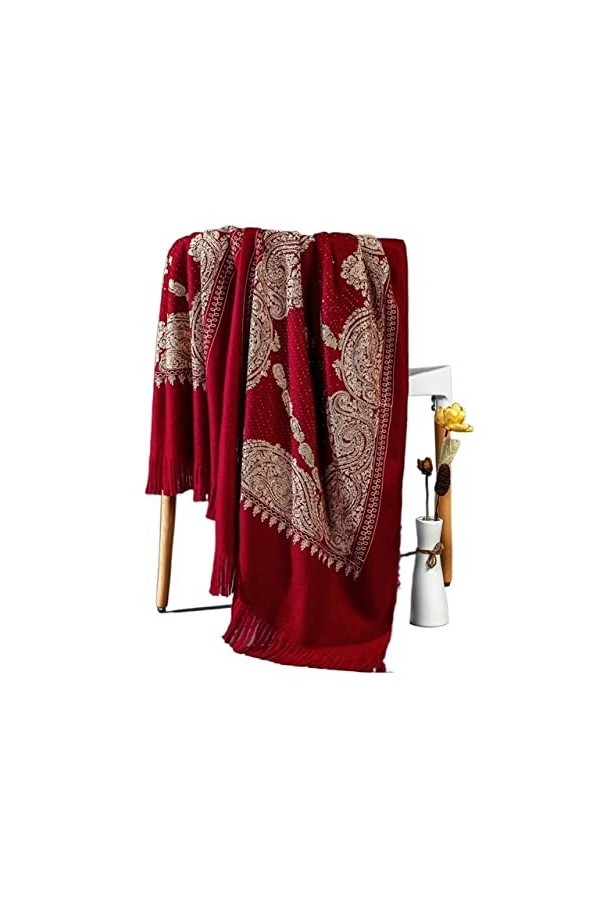 LiFBeauTiFul Imitation Cachemire Pashmina châles surdimensionnés écharpes Femmes Broderie décontracté Cape Echarpes Glands Mu