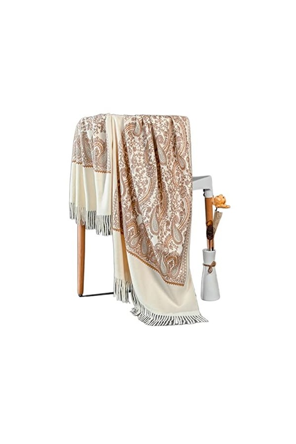 LiFBeauTiFul Imitation Cachemire Pashmina châles surdimensionnés écharpes Femmes Broderie décontracté Cape Echarpes Glands Mu