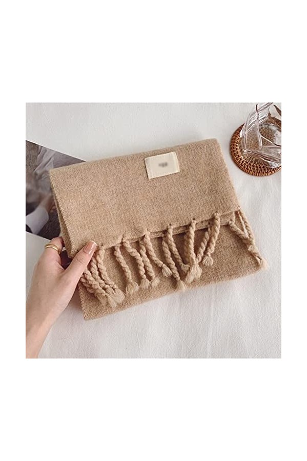 Châle à la Mode Écharpes Poncho Écharpe, Écharpe Femme Hiver Coréen Tricot Solide Couleur Chaleur Épais Châle Écharpe Longue 