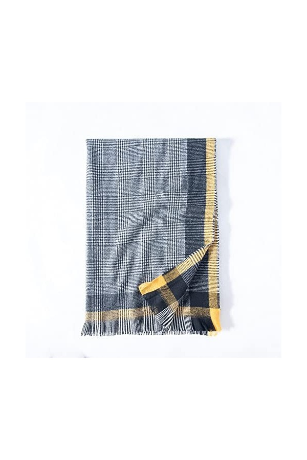 Foulard Femme Cheveux Echarpe Soie Écharpe Femme Frontière Contraste Couleur Plaid Imprimé Châle Écharpe Femme Écharpe Onesiz