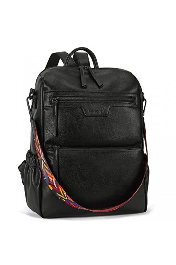 Bostanten Sac à Dos Femme en Cuir Sac à Bandoulière 2 en 1 Sacs Portés Dos Elegant café Vintage