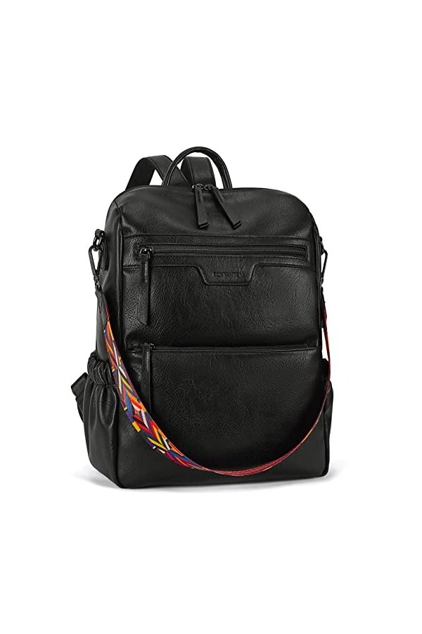 Bostanten Sac à Dos Femme en Cuir Sac à Bandoulière 2 en 1 Sacs Portés Dos Elegant café Vintage