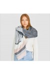 Foulard Femme Cheveux Echarpe Soie Écharpe Douce Dames Rayé Écharpe Châle Wrap Épais Chaud De Base Frange Châle 200X70Cm Gris