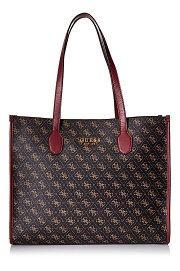 Guess Borsa shopper Silvana tote ecopelle brown/merlot B23GU111 QB866523 Grande, Brown Logo / Merlot, Taille unique, QB86652