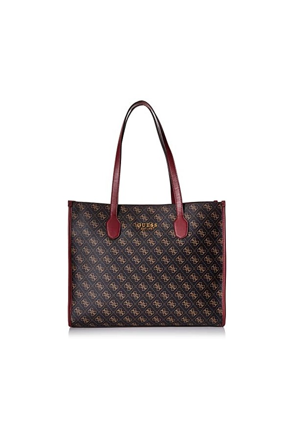 Guess Borsa shopper Silvana tote ecopelle brown/merlot B23GU111 QB866523 Grande, Brown Logo / Merlot, Taille unique, QB86652