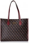 Guess Borsa shopper Silvana tote ecopelle brown/merlot B23GU111 QB866523 Grande, Brown Logo / Merlot, Taille unique, QB86652