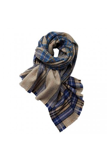 Écharpe en Laine De Couleur Cachemire Teintée dans La Laine,Beigeblue-200 * 60cm