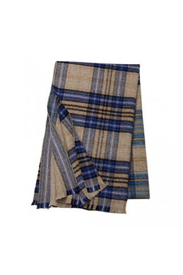 Écharpe en Laine De Couleur Cachemire Teintée dans La Laine,Beigeblue-200 * 60cm