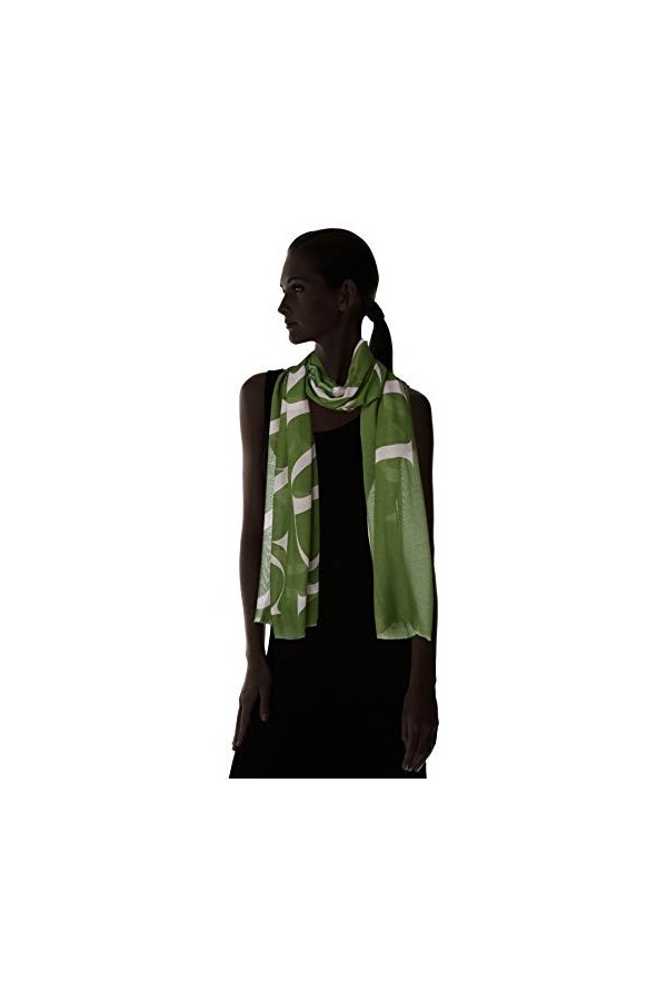 Trussardi Jeans Pashmina Print Logo Micromodal, Vert G260/Military/Rose G260 , Taille Unique Femme