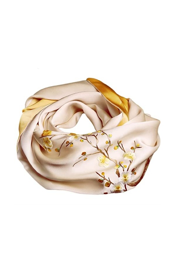 Femmes 100% Soie Écharpe Pashmina Châle Printemps Automne Suzhou Cadeaux Élégant 175 * 35CM Couleur : A, Taille : Taille Uni
