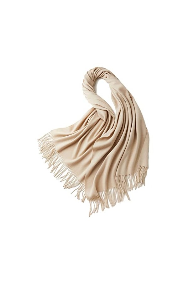 Echarpe dhiver pour Femmes Et Hommes, Écharpe en Laine 1Oo% avec Pompons, Couleurs Douces, Écharpes Épaisses Et Surdimension