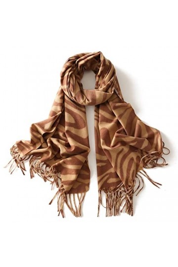 Foulard Femme Cheveux Echarpe Soie Mode Femmes Jacquard Écharpe Vintage Noir Blanc Rayures Chaud Doux Wrap Glands L190Cmw70Cm