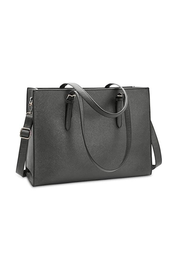 Sac Cabas Femmes Sac à Main en PU Cuir Grand Capacité Ordinateur Portable 15.6 Pouces Imperméable Sac de Cours Bandoulière Sa