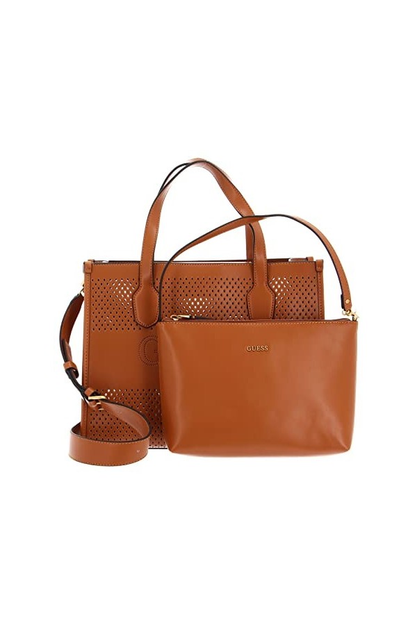 GUESS Katey Perf Small Tote Cognac