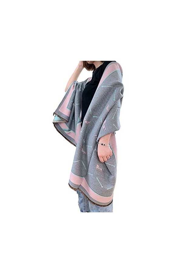 WSPDSD Automne/hiver Imitation cachemire écharpe mode motif châle femmes épais imprimé Patch châle chaud bavoir cou