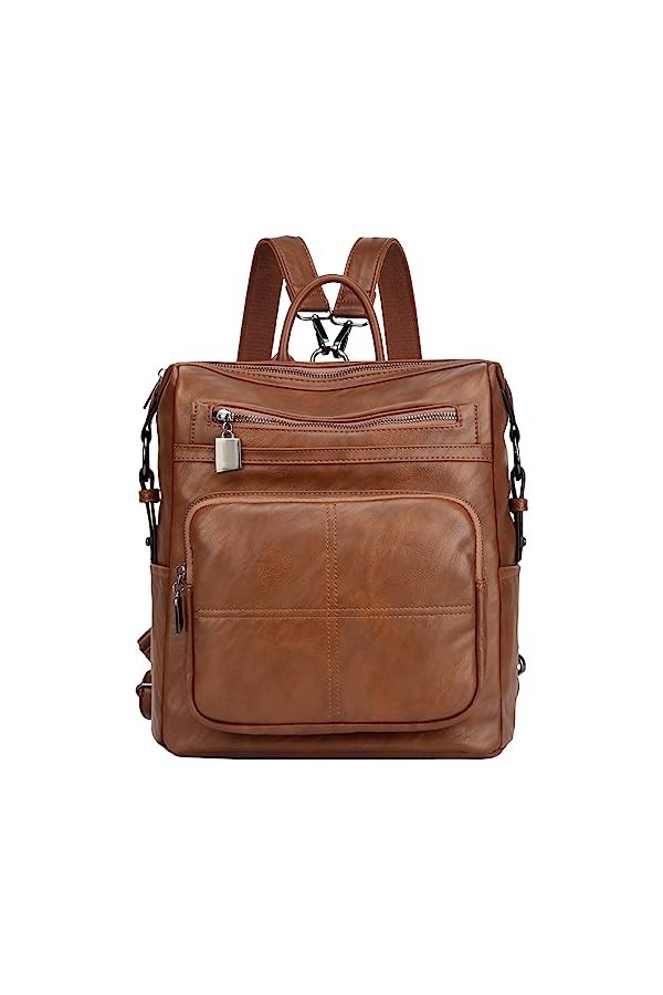 VASCHY Sac a Dos Femme, Similicuir Sac a Main Dos Femme Élégante Sac a Dos Dame Pratique Sacs à Bandoulière pour Travail Voya