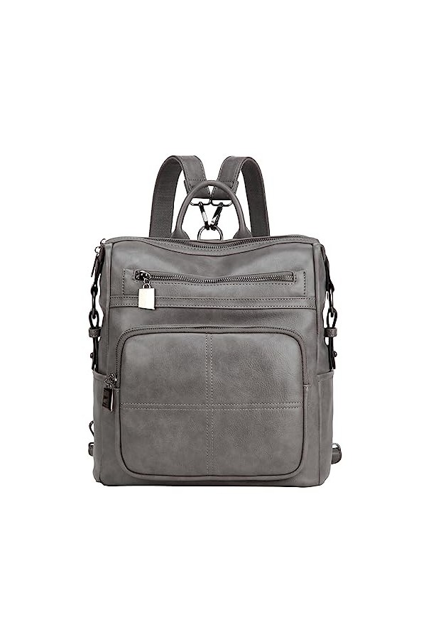 VASCHY Sac a Dos Femme, Similicuir Sac a Main Dos Femme Élégante Sac a Dos Dame Pratique Sacs à Bandoulière pour Travail Voya