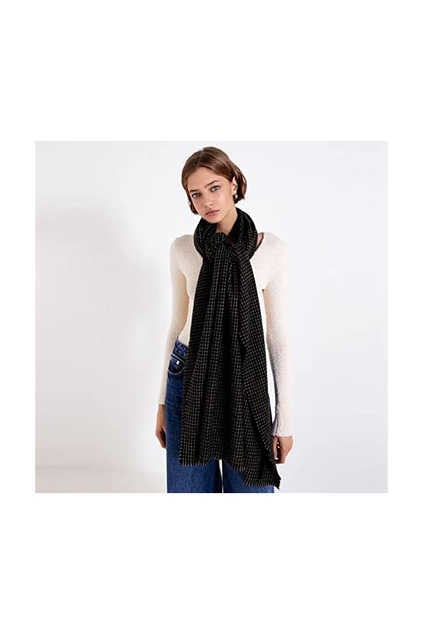 Foulard Femme Cheveux Echarpe Soie Écharpe Douce Dames Noir Petit Foulard À Carreaux Châle Wrap Épaissi Chaud Basique Gland C