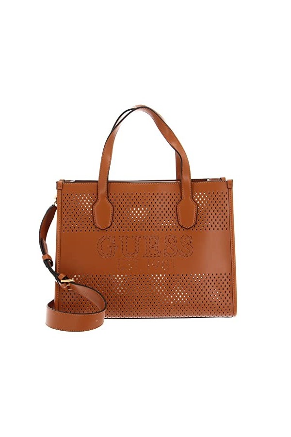 GUESS Katey Perf Small Tote Cognac
