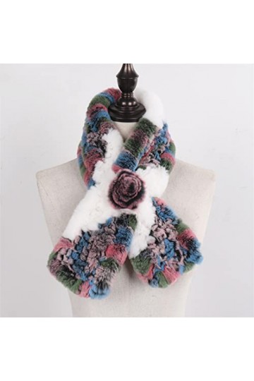 Mokkpeq Hiver Femmes Fourrure Écharpe en Plein Air Temps Froid Épais Chaud Doux Fourrure Silencieux Dame Décontracté Patchwor