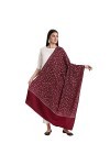 Kashmiri Indian Sozni Écharpe en laine pashmina brodée pour femme, bordeaux, Large