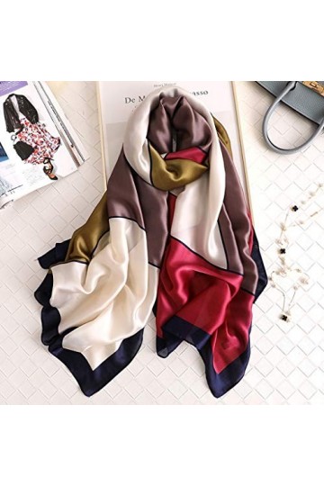 Foulards en Soie Tout Assortis Femmes Nouveaux Châles Géométriques Simples Wraps Doux Long Pashmina Hiver Écharpe Femme Hijab
