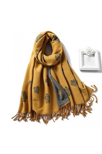 Côtés Écharpes en Cachemire Femmes Nouvelle Écharpe dhiver Châles Hauts et Wraps Glands Floraux Color : C 