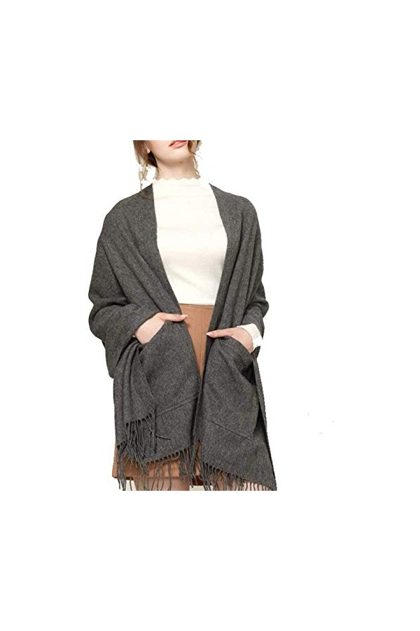 KSQP Écharpe dhiver chaude cachemire Châle de pashmina enveloppé pour homme et femme Couverture en laine épaisse et douce Éc