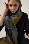 Foulard Femme Cheveux Echarpe Soie Écharpe Douce Dames Écharpe Rayée Gris Châle Wrap Épais Chaud Basique Couverture Gland Châ
