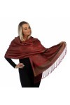 PashminaShine Écharpe bordeaux douce comme du cachemire et légère comme de la soie avec motif cachemire Pashmina pour homme e