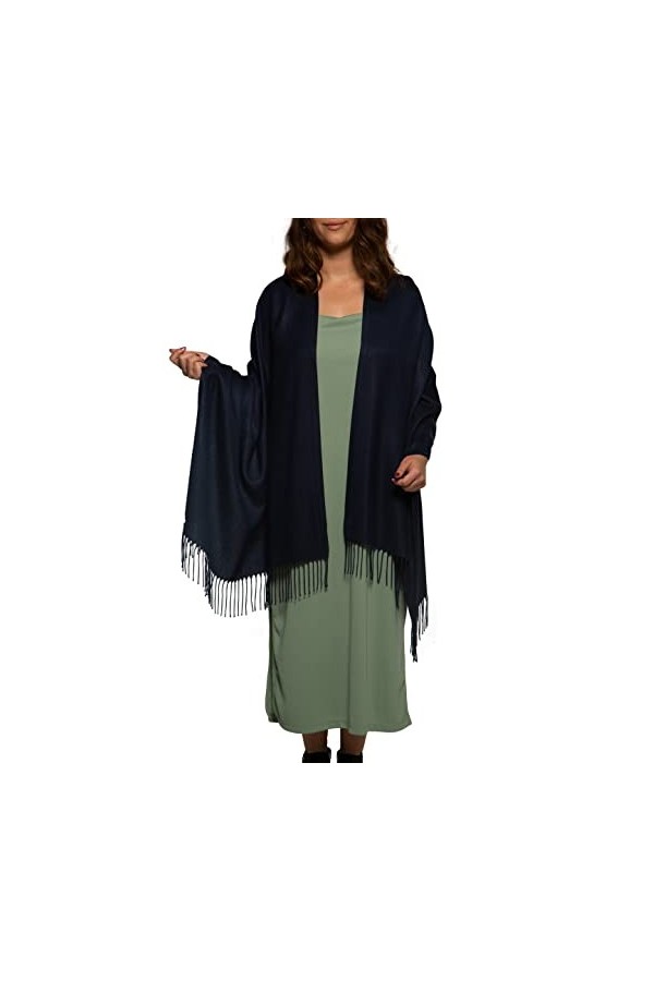 Châle Pashmina extra large et épais en cachemire doux pour femme - Couleur unie, marron, Large