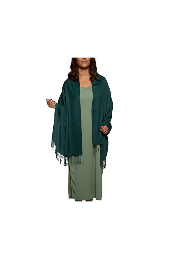 Châle Pashmina extra large et épais en cachemire doux pour femme - Couleur unie, marron, Large