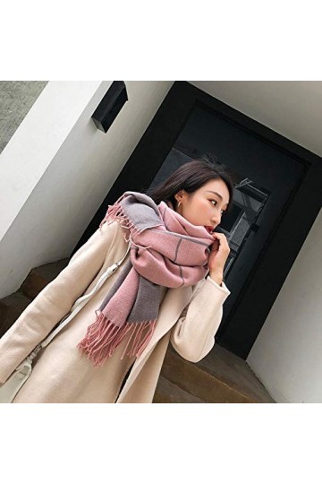 LIUBAOBEI Foulard Femme Hiver,Écharpe À Carreaux Gris Grande Taille pour Femmes Châle dhiver Femme Pashmina Dames Tippet Éch