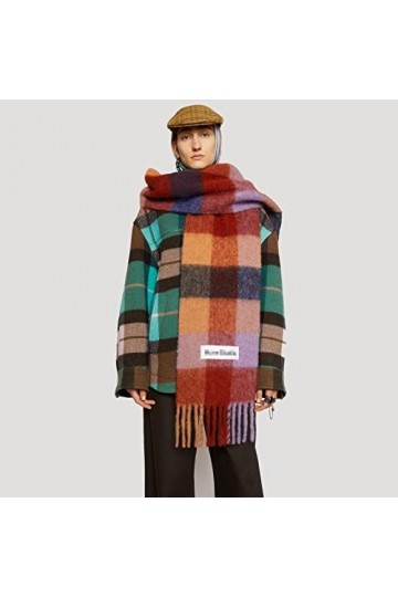 Foulard Femme Cheveux Echarpe Soie Écharpe Chaude Unisexe Coupe-Vent Châle Mode Écharpe À Carreaux Colorée 21