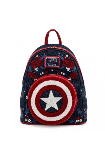 Loungefly, Mochila Escudo Floral Capitan America 80Th Marvel 26cm Femme, Multicolore