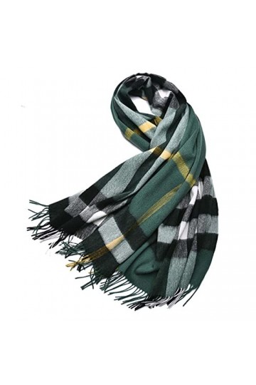 HQSB Foulard dhiver doux réversible en cachemire pour femme - Grand châle doux et épais - Cadeau couleur : vert 