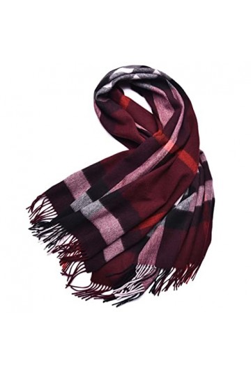 HQSB Foulard dhiver doux réversible en cachemire pour femme - Grand châle doux et épais - Cadeau - Couleur : rouge