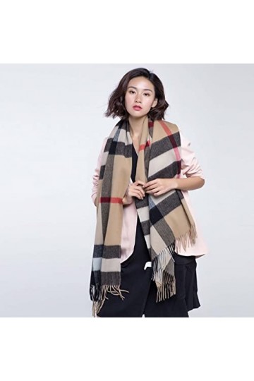 HQSB Foulard dhiver doux réversible en cachemire pour femme - Grand châle doux et épais - Cadeau couleur : chamel 