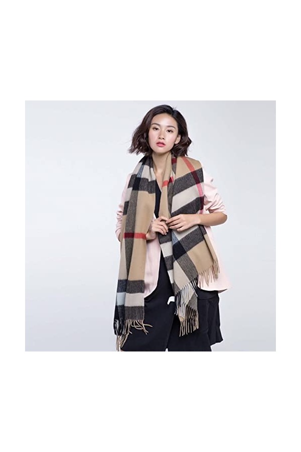 HQSB Foulard dhiver doux réversible en cachemire pour femme - Grand châle doux et épais - Cadeau couleur : chamel 