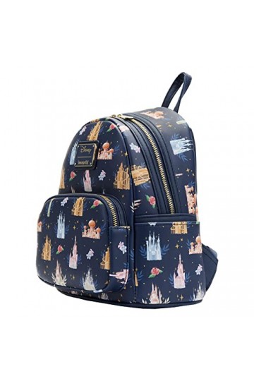 Loungefly Disney Princesses Castles Sac à main à double sangle pour femme Multicolore Taille unique, Multi, taille unique