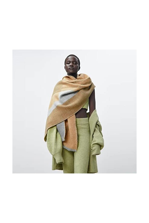 Foulard Femme Cheveux Echarpe Soie Écharpe Dames Chaud Gris Rayé Écharpe Femmes Écharpe Wrap Épais Doux Châle Long Châle