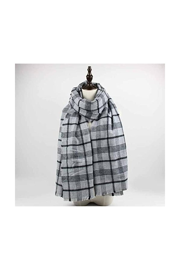 Foulard Femme Cheveux Echarpe Soie Écharpe À Carreaux Doux Écharpe pour Dames Gris Dames Châle Wrap Épais Chaud Basique Couve