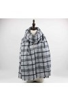 Foulard Femme Cheveux Echarpe Soie Écharpe À Carreaux Doux Écharpe pour Dames Gris Dames Châle Wrap Épais Chaud Basique Couve