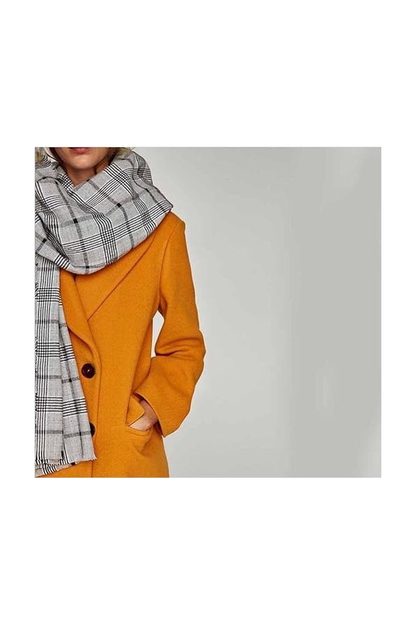 Foulard Femme Cheveux Echarpe Soie Écharpe À Carreaux Doux Écharpe pour Dames Gris Dames Châle Wrap Épais Chaud Basique Couve