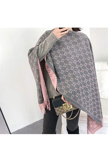 TYXL Foulard de Soie Femme, Écharpe Femmes Tempérament Imitation Cachemire Écharpe Hiver Double Face Solide Lettre Châle Dame