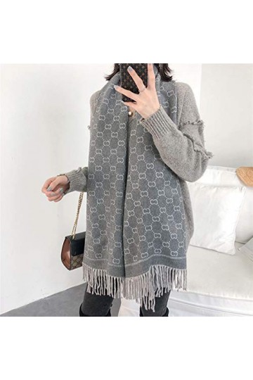 TYXL Foulard de Soie Femme, Écharpe Femmes Tempérament Imitation Cachemire Écharpe Hiver Double Face Solide Lettre Châle Dame